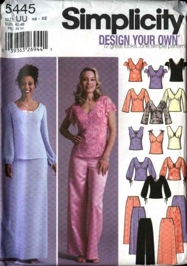 Simplicity Sewing Pattern 5445 Misses Size 8-14 Wardrobe Formal Prom Evening Tops Skirts Pants