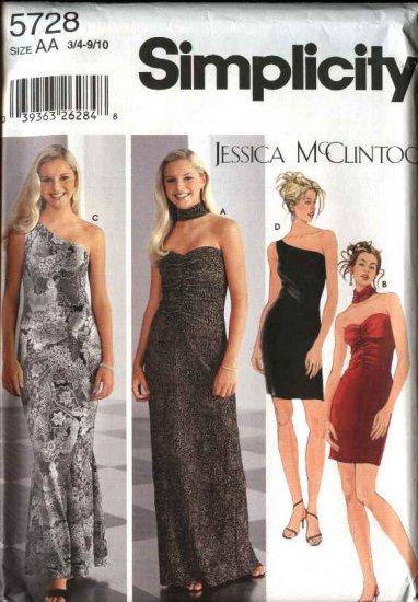 Simplicity Sewing Pattern 5728 Junior Size 11/12-15/16 Formal Prom Knit Evening Gown Dress