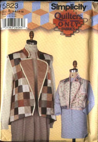 Simplicity Sewing Pattern 5823 Girls Misses Size 3-8/4-18 Quilted Vests
