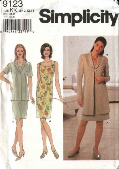 Simplicity Sewing Pattern 9123 Misses Size 8-14 Sleeveless Straight Dress Jacket