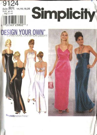 Simplicity Sewing Pattern 9124 Misses Size 6-12 Formal Prom Evening Gowns Halter Long Dresses