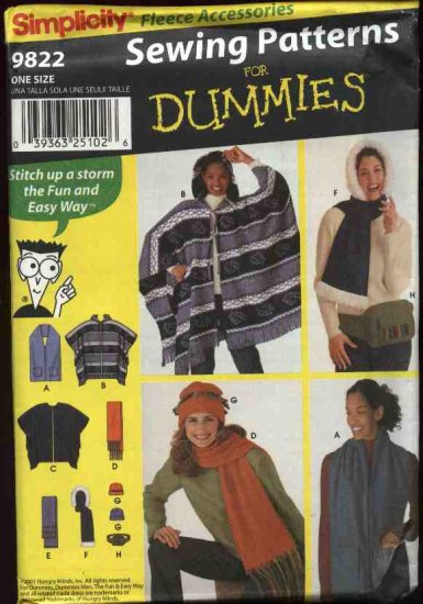 sewing One Fleece pattern Easy Poncho Size hooded Pattern pockets   scarf Hooded 9822 with  Sewing Scarf