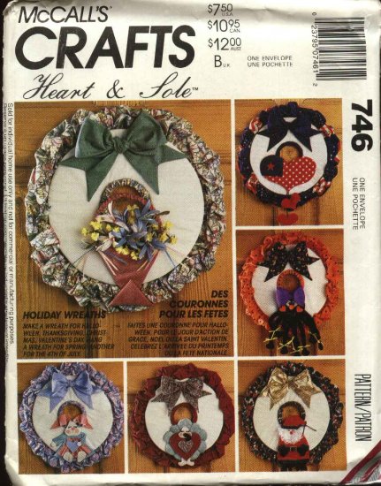 McCallâs Sewing Pattern 746 5847 M5847 Holiday Wreaths Christmas Easter Thanksgiving Valentines
