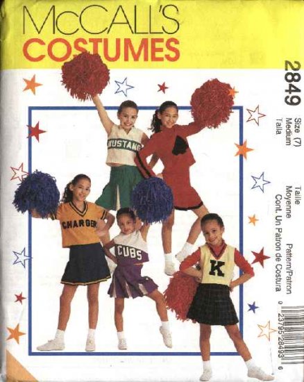 McCall's Sewing Pattern 2849 Girls Size 7 Cheerleaders Outfits Pleated Skirt Tops Panties