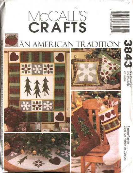 McCall’s Sewing Pattern 3843 Quilting Christmas Quilt Stocking Pillow Treeskirt Wallhanging