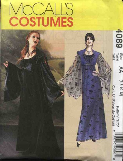 McCall’s Sewing Pattern 4089 Misses Size 6-12 Gothic Long Gown Dress Vest Costume