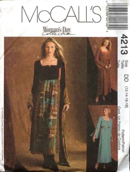 McCall's Sewing Pattern 4213 Misses Size 12-18 Long Sleeve Raised Waist Empire Dress