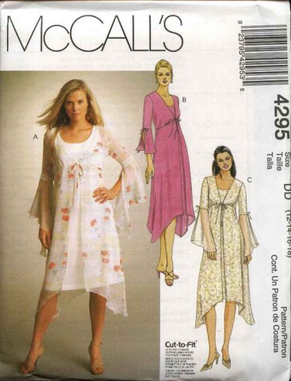 McCall's Sewing Pattern 4295 Misses Size 8-14 Sleeveless A-Line Dress Tie Front Loose Dusters