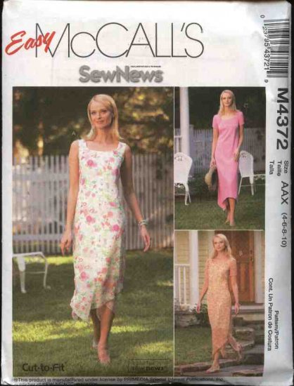 McCall's Sewing Pattern 4372 Misses Size 4-10 Easy Sew News Layered Sleeveless Short Sleeve Dress