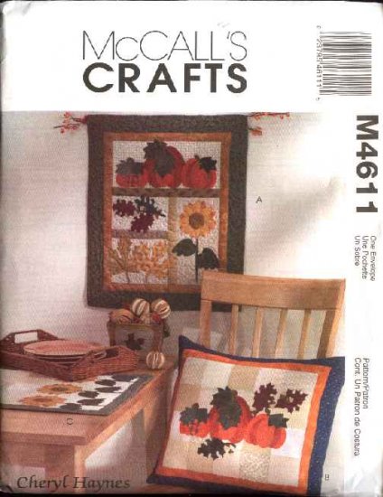 McCall's Sewing Pattern 4611 Harvest Sampler Patchwork Quilted Crafts Wallhanging Pillow
