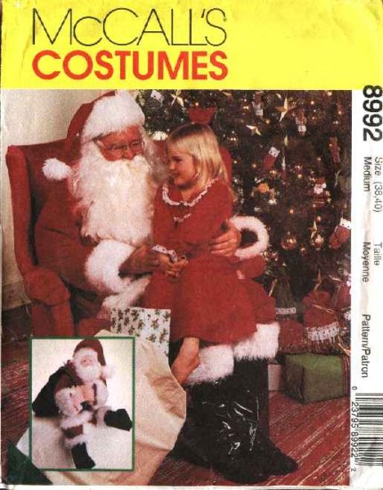 McCall's Sewing Pattern 8992 M8992 7384 Mens Chest Size 42-44" Santa Claus Costume Gift Bag Doll