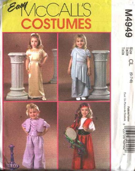 McCall's Sewing Pattern 4949 Girls Size 2-5 Easy Halloween Costumes Gypsy Genie Greek Toga