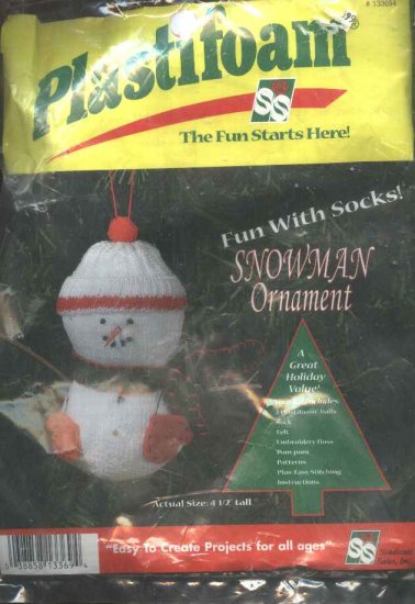 Plastifoam Sock Snowman Christmas Tree Ornament Craft Kit