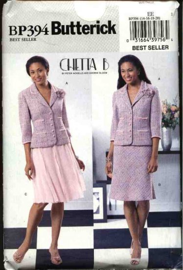 Butterick Sewing Pattern P394 4390 Misses Size 6-12 Lined Button Front Jacket Flared Full Skirt Suit