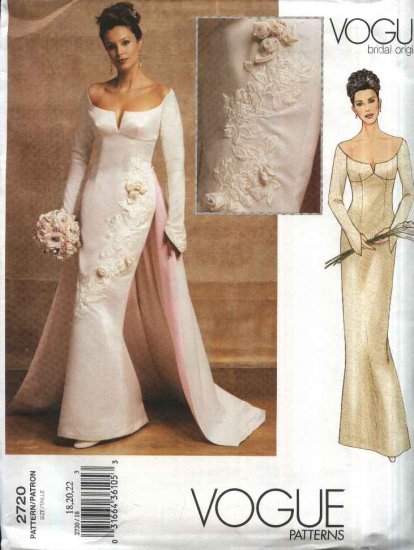Vogue Sewing Pattern 2720 Misses Size 6-8-10 Bridal Original Wedding Dress Gown Detached Train