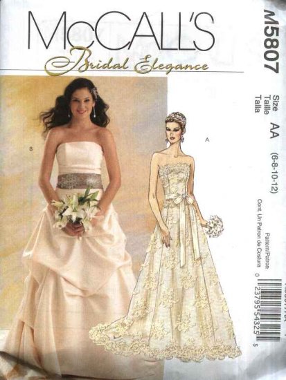 McCall’s Sewing Pattern 5807 M5807 Misses Size 14-20 Strapless Two Piece Wedding Bridal Gown Dress