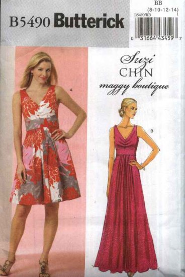 Butterick Sewing Pattern 5490 Misses Size 8-14 Easy Suzi Chin Flared Skirt Long Short Formal Dress