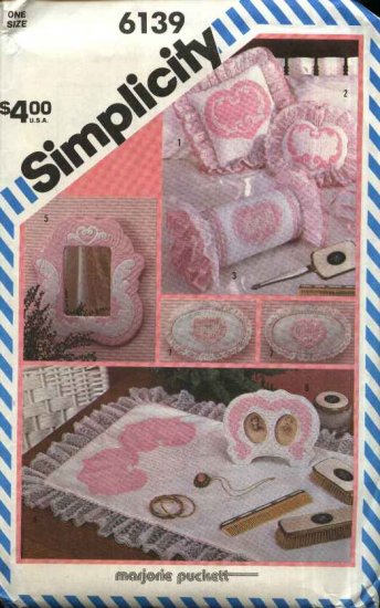 Simplicity Sewing Pattern 6139 Craft Shadow Quilting Accessories Hearts Valentines Day Pillow