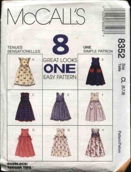 McCall's Sewing Pattern 8352 M8352 Girls Size 4-6 Easy Full Skirt Jumper Sundress