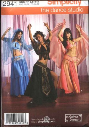 Simplicity Sewing Pattern 2941 Misses Size 14-20 Costume Dance Belly Dancer Skirt Halter Top Veil