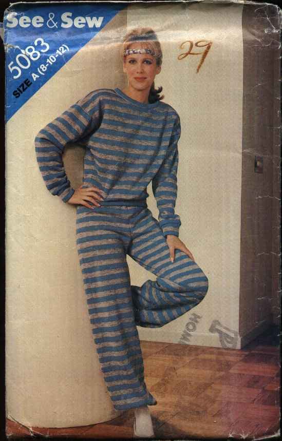 Butterick Sewing Pattern 5083 Misses Size 8-12 Knit Sweatsuit Pullover Long Sleeve Top Pants