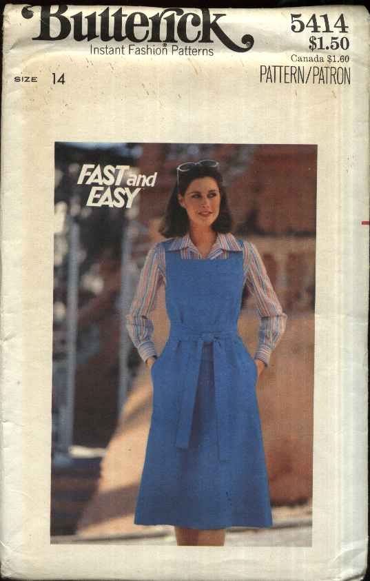 Butterick Sewing Pattern 5414 B5414 Misses Size 14 Easy Square Yoke A-Line Jumper Belt