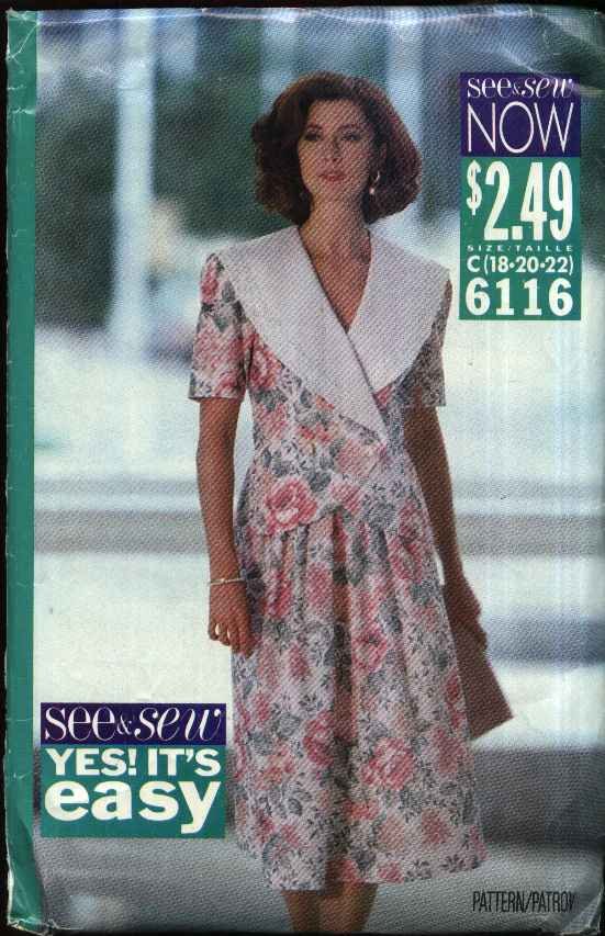 Butterick Sewing Pattern 6116 B6116 Misses Size 18-22 Easy Top Full Gathered Skirt 2 Piece Dress