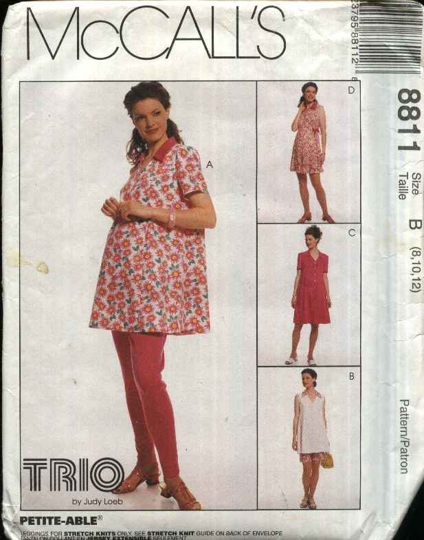 McCall’s Sewing Pattern 8811 Misses Size 10-14 Maternity Pullover Top Rompers Leggings