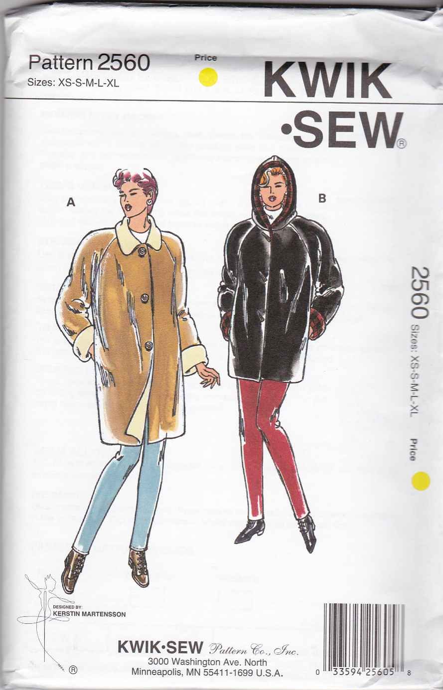 Kwik Sew Sewing Pattern 2560 Misses Size Xs Xl Raglan Sleeve Reversible