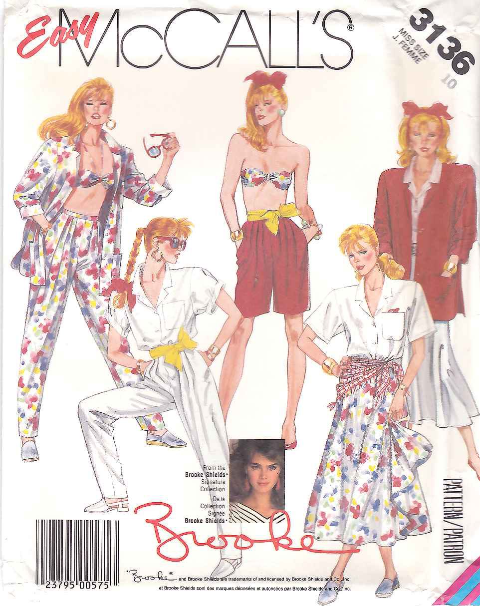 McCalls Sewing Pattern 3136 M3136 Misses Size 8 Brooke Wardrobe Jacket Shirt Bra Skirt Pants Shorts