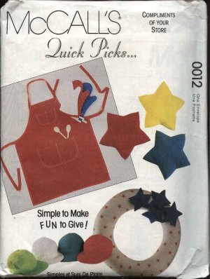 McCalls 0012 Pet Bed Pattern, Butcher Apron, Oven Mitt, Log