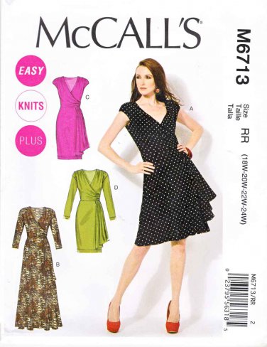 McCalls Sewing Pattern 6713 M6713 Misses Size 8-16 Easy Pullover Knit Mock Wr...