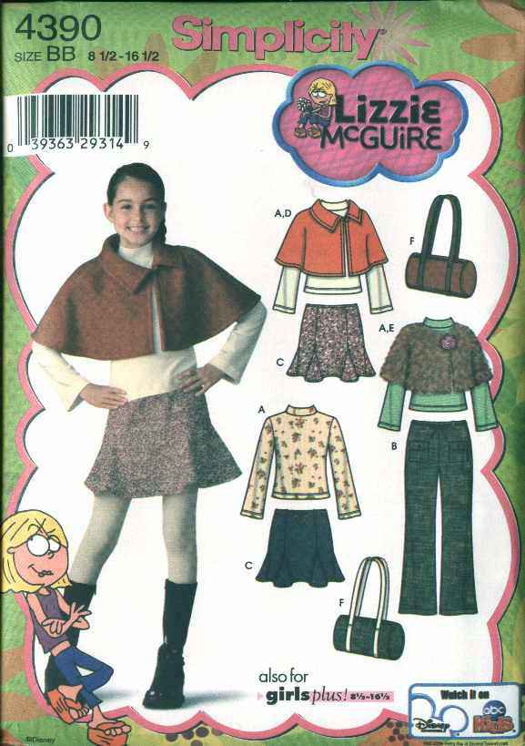 Simplicity Sewing Pattern 4390 Girls Plus Size 8½-16½ Wardrobe Pants Skirt Cape Top Purse