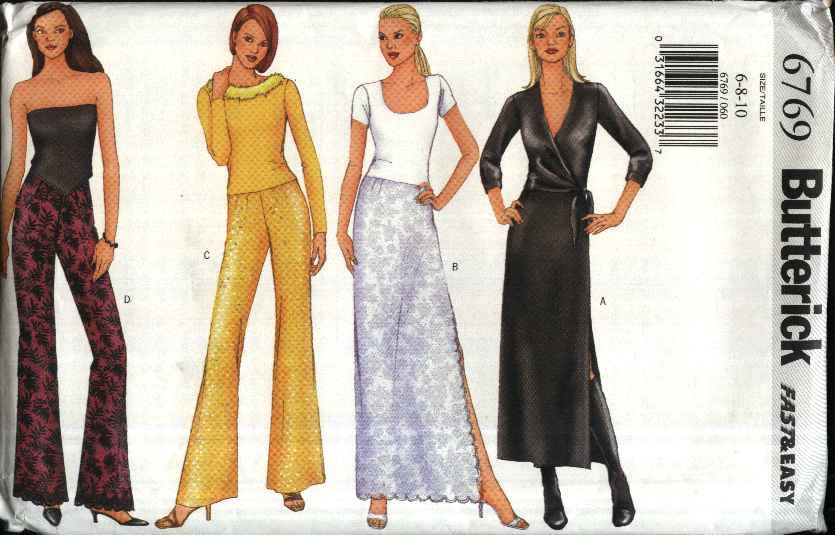 Butterick Sewing Pattern 6769 Misses Size 18-22 Easy Lined Long Straight Formal Skirt Pants
