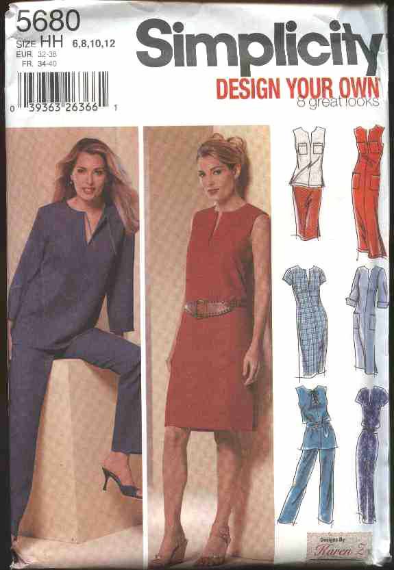 Simplicity Sewing Pattern 5680 Misses Size 6-12 Wardrobe Dress Top Tunic Pants Skirt