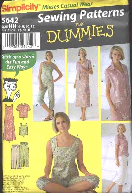 Simplicity Sewing Pattern 5642 Misses Size 6-12 Easy Summer Wardrobe Dress Top Cropped Pants