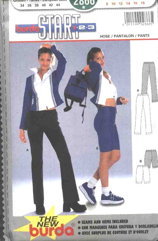 Burda Sewing Pattern 2866 Misses Size 8-18 Work-out Stretch Pants Shorts