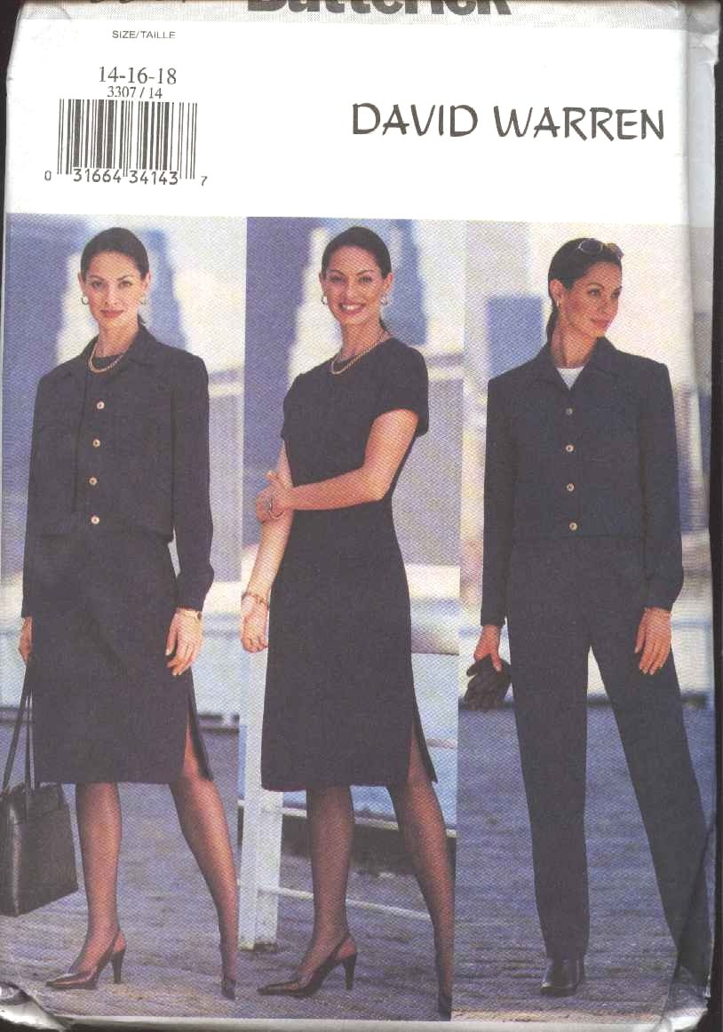 Butterick Sewing Pattern 3307 Misses Size 20-24 David Warren Easy Straight Dress Pants Jacket