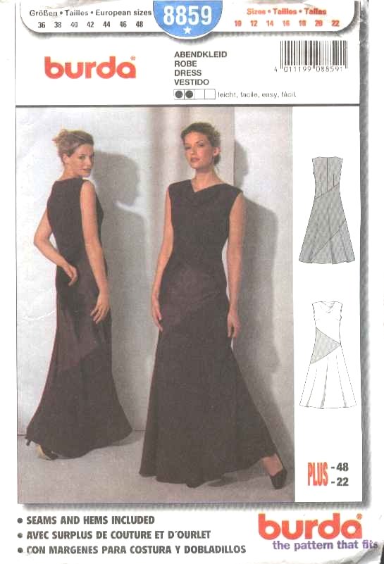 Burda Sewing Pattern 8859 Misses Size 10-22 Easy Formal Long Dress