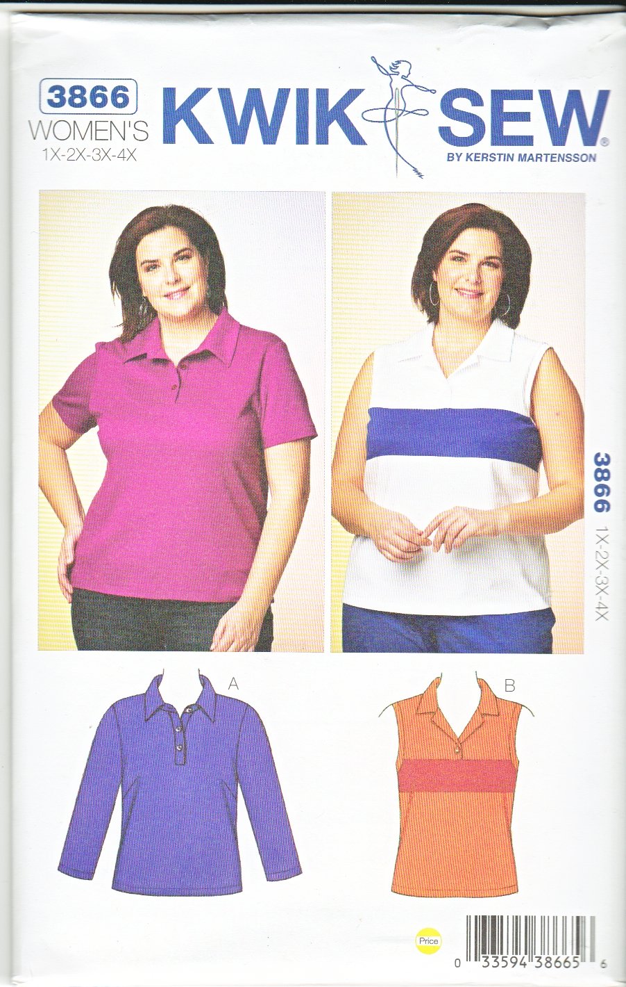 Kwik Sew Sewing Pattern 3866 Women's Plus Size 1X4X (22W32W) Pullover