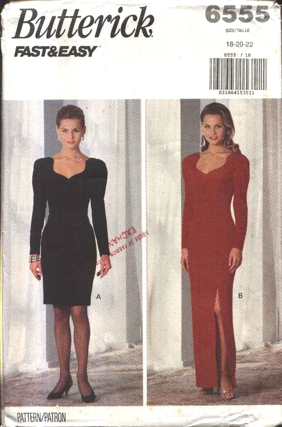 Butterick Sewing Pattern 6555 Misses Size 12-16 Easy Formal Evening Gown Short Long Dress