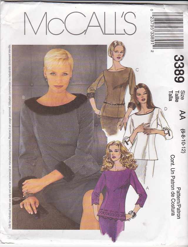 McCall's Sewing Pattern 3389 Misses Size 6-12 Two-Piece Dress Top Skirt