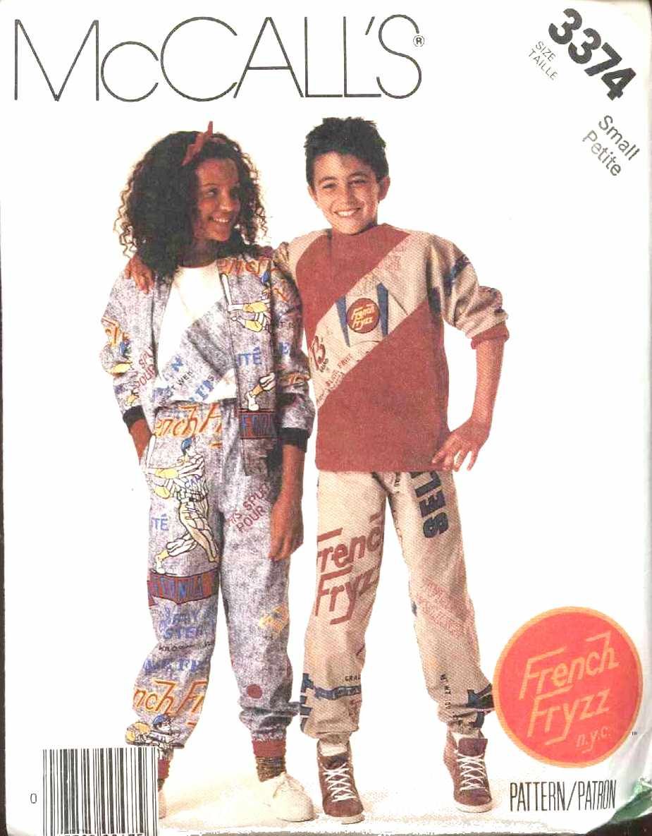 McCall's Sewing Pattern 3374 Boys Girls Size 7 Lined Jacket Pullover Top Pull On Pants