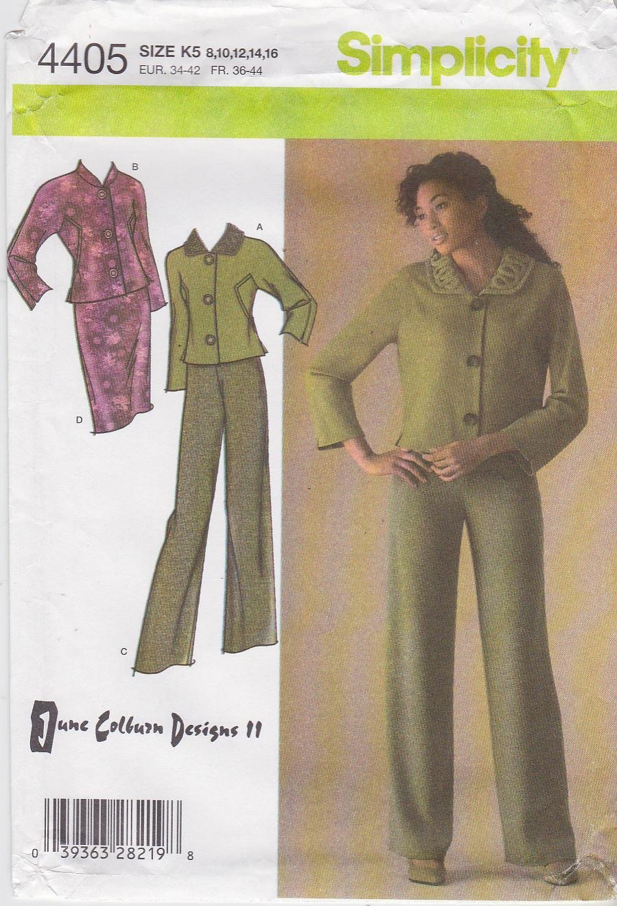 Simplicity Sewing Pattern 4405 Misses Size 12-20 Lined Jacket Skirt Pants Suit Pantsuit June Colburn