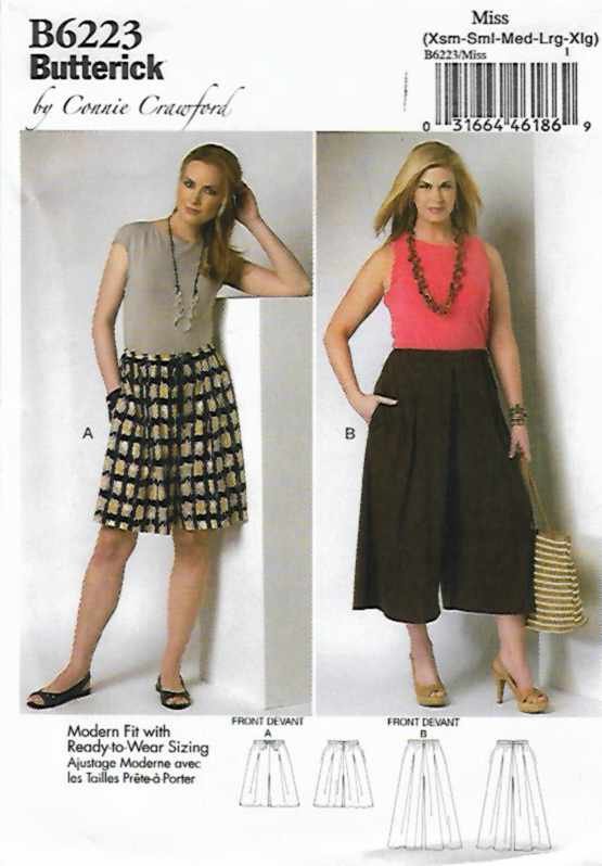 Butterick Sewing Pattern 6223 Women's Plus Size 18W44W Culottes Split