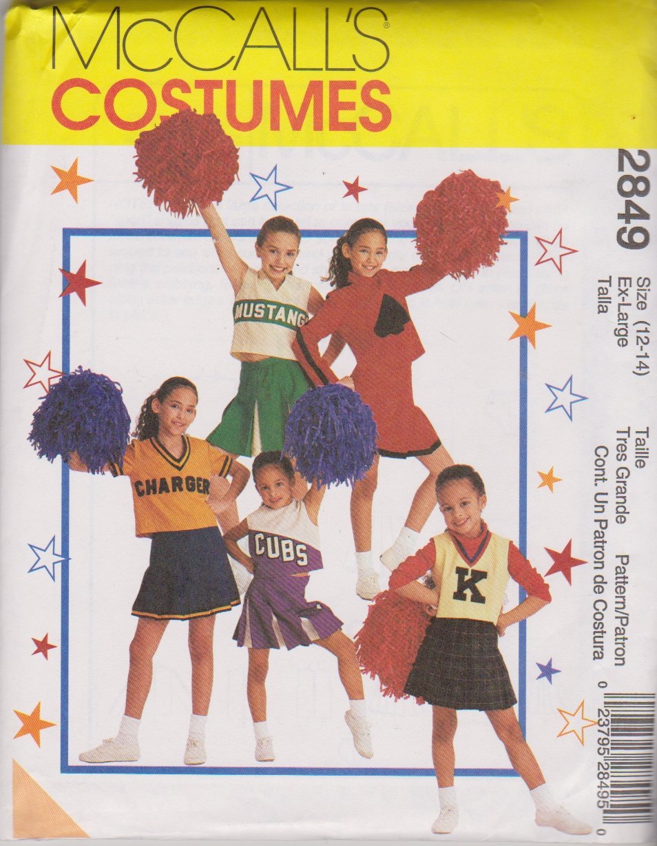 McCall's Sewing Pattern 2849 Girls Size 12-14 Cheerleaders Outfits Pleated Skirt Tops Panties