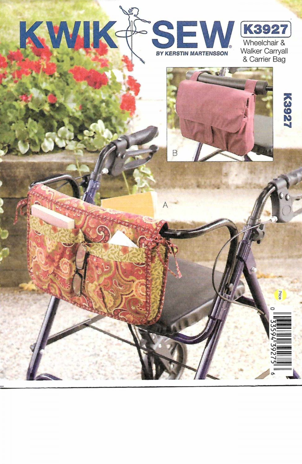 Kwik Sew Sewing Pattern 3927 Wheelchair Walker Carryall Carrier Bag