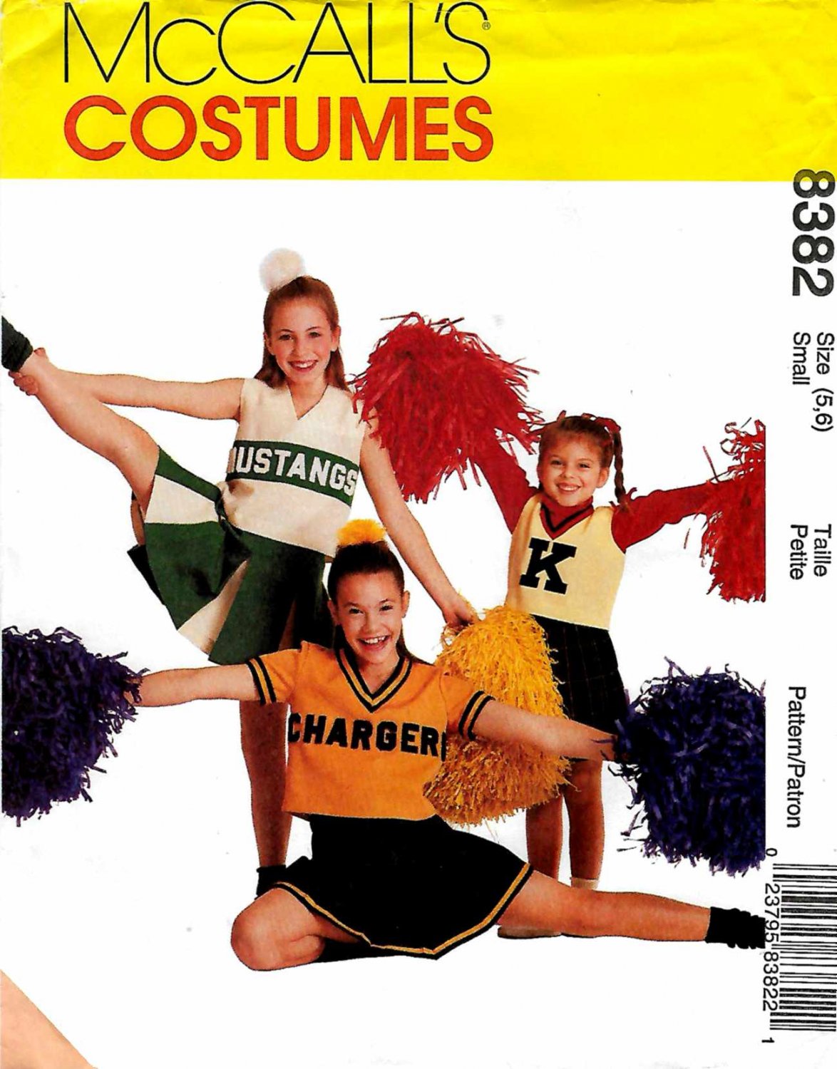 McCall's Sewing Pattern 8382 Girls Size 5-6 Cheerleaders Outfits Pleated Skirt Tops Panties
