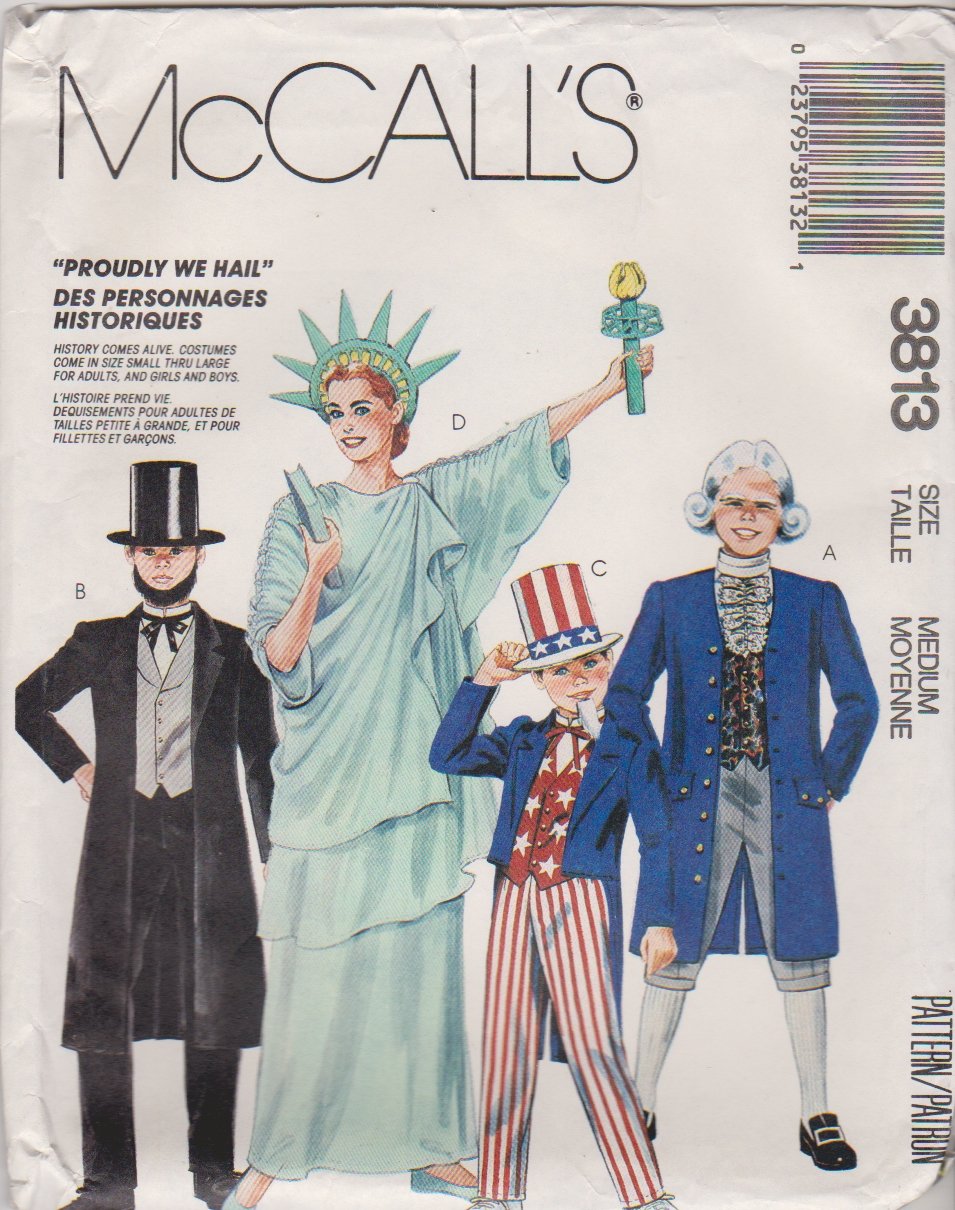 McCall's Sewing Pattern 3813 6143 8701 Adult Size 36-38 Costumes Uncle Sam Liberty Abe Lincoln