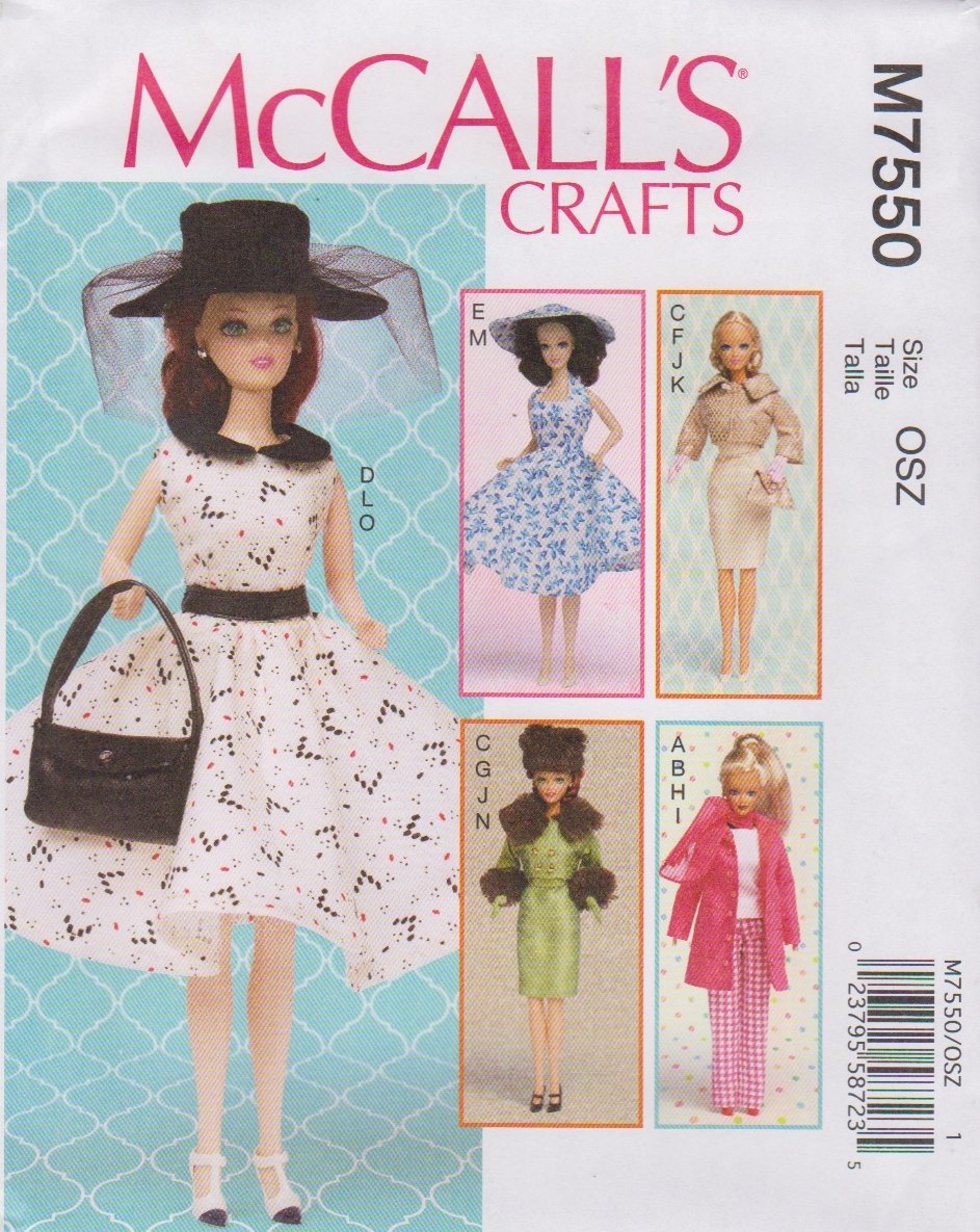 Mccall S Sewing Pattern M Inch Fashion Doll Like Barbie